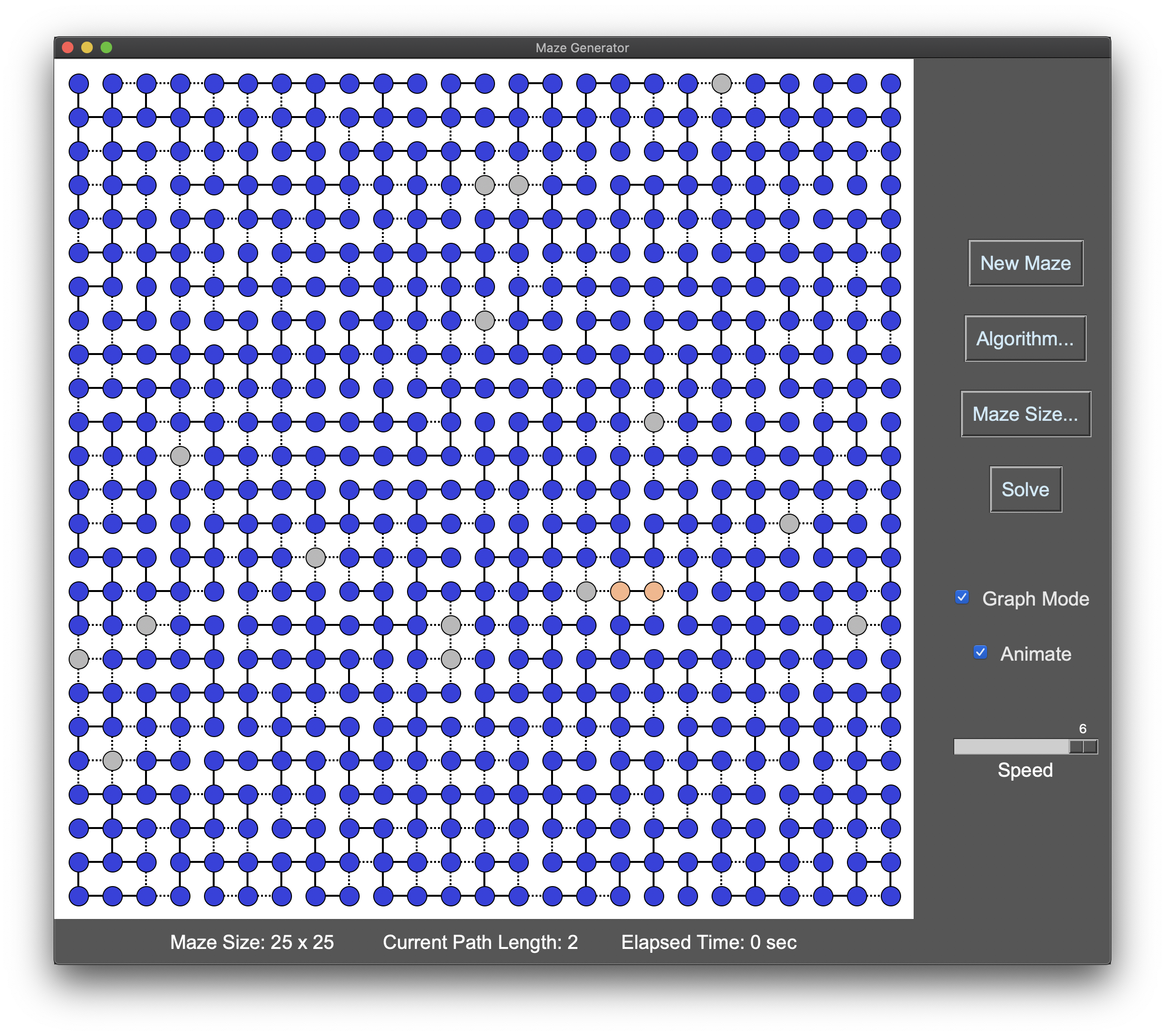 Maze UI - Graph Mode (Kruskal's generator)