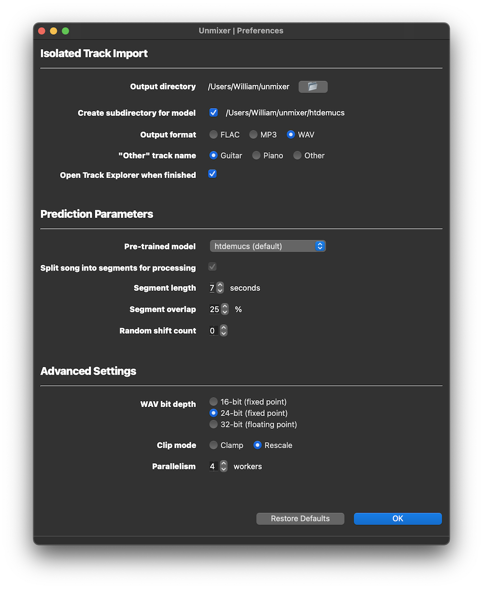 Preferences Dialog