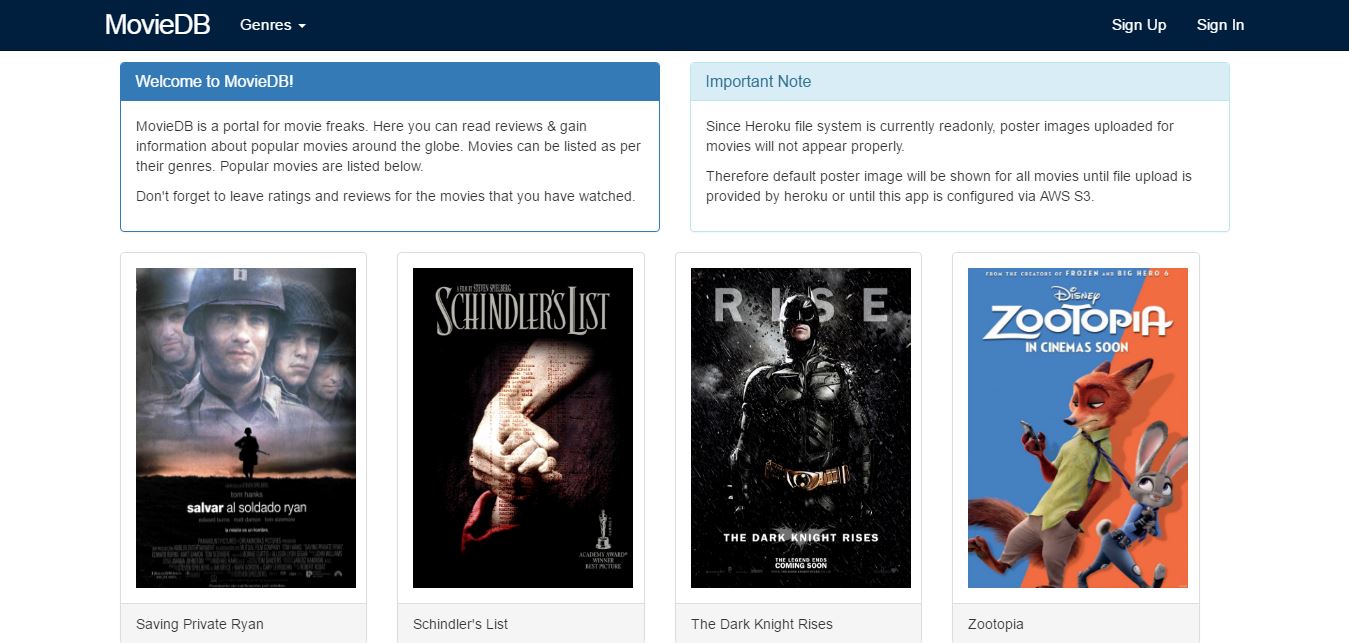 MovieDB Homepage