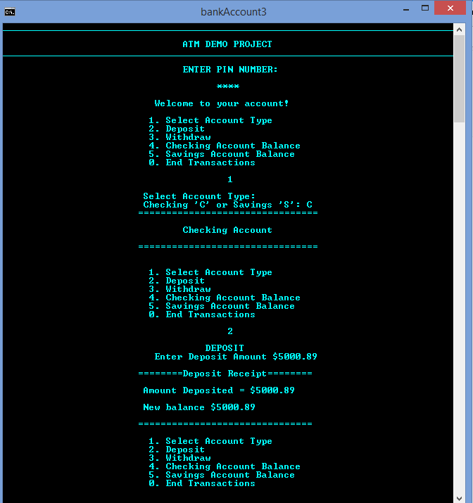 Image of a Simple ATM Program